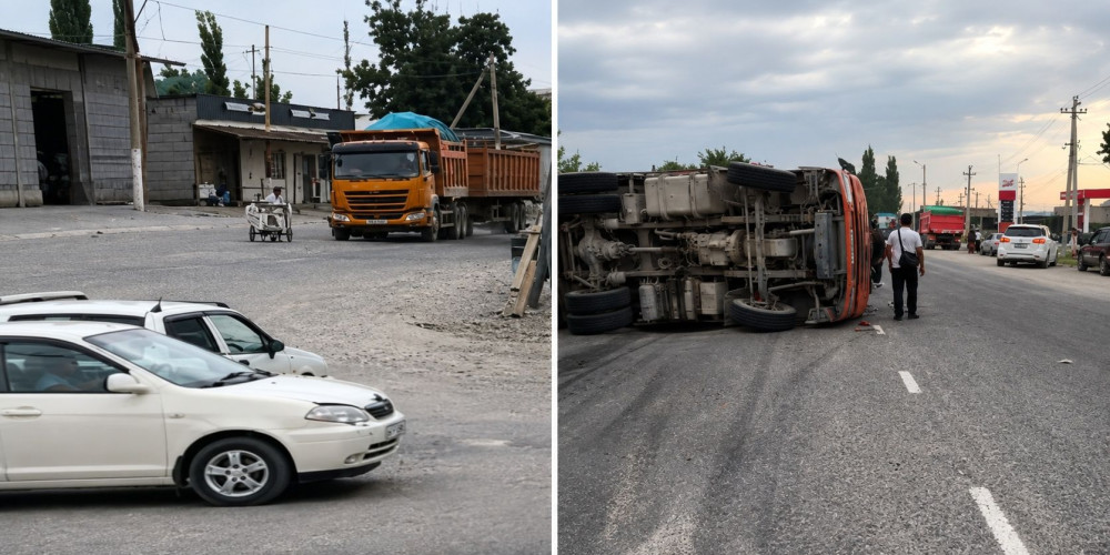 В Ивановке водитель опрокинул грузовик, спасая мальчика на мотороллере