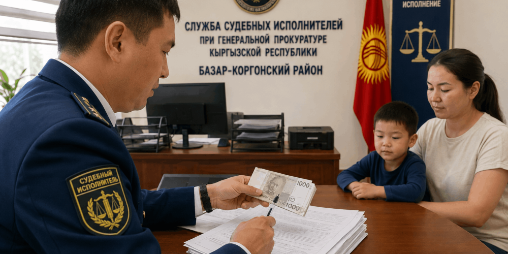 В Базар-Коргонском районе взыскали более 1,3 млн сомов долгов по алиментам