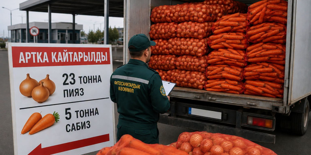 Өзбекстандан келаткан 23 тонна пияз жана 5 тонна сабиз артка кайтарылды