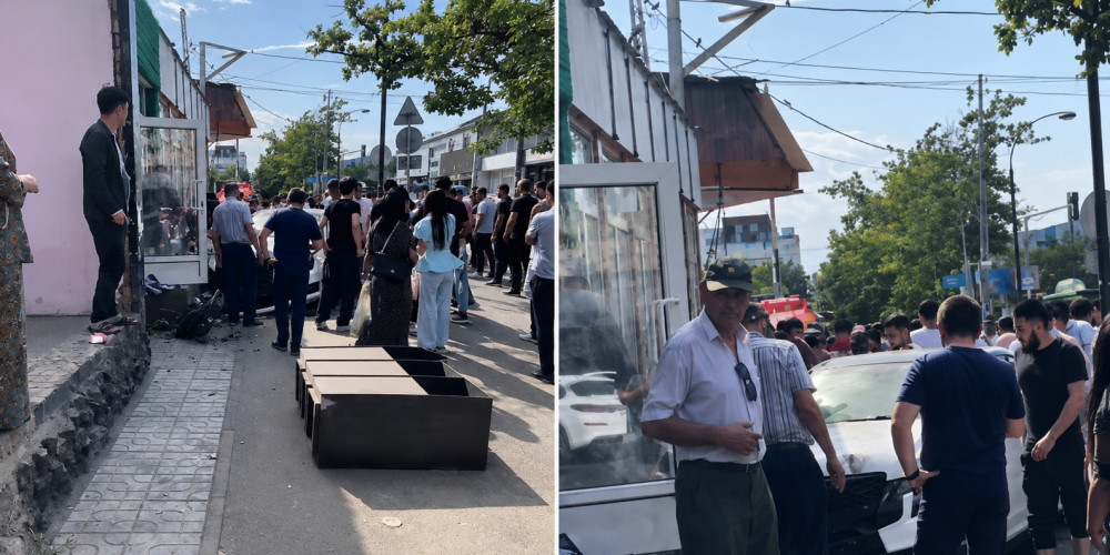 В центре Бишкека машина вылетела на тротуар – очевидцы сообщают о погибшей девушке